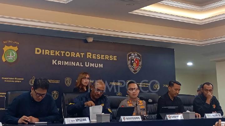 Teks Foto: Preskon atau Rilis kesimpulan kasus kematian diplomat Kementerian Luar Negeri, ADP oleh Polda Metro Jaya di Jakarta. (ist)