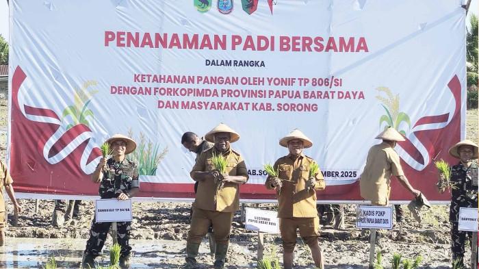 Perkuat Ketahanan Pangan di Papua Barat Daya, Gubernur Elisa Kambu Pimpin Aksi Tanam Padi