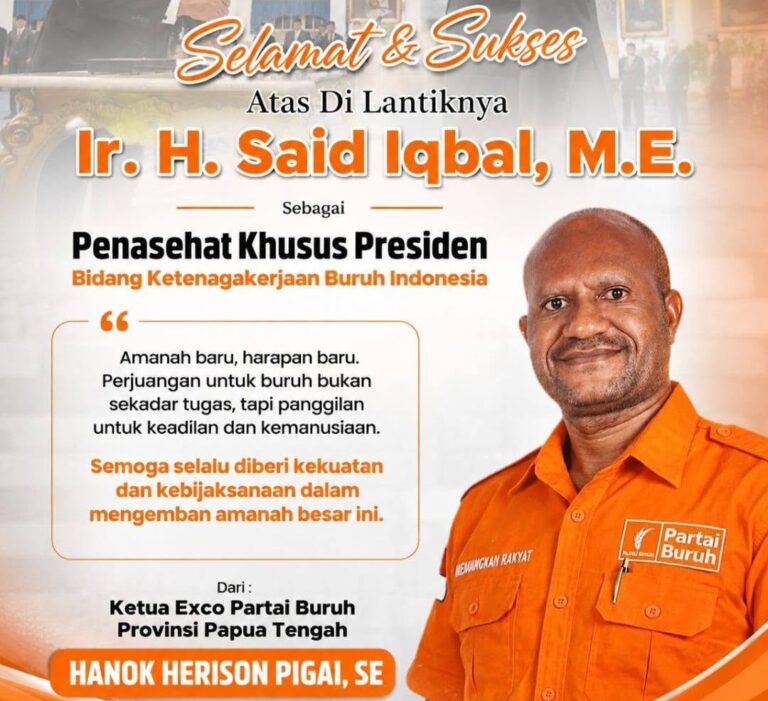 Teks Foto: Ketua Exco Partai Buruh Provinsi Papua Tengah, Hanok Herison Pigai. (ist)